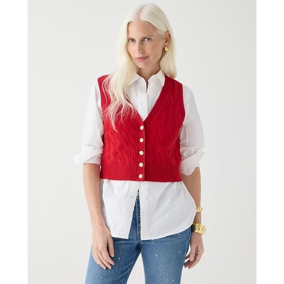 J. Crew Sweaters - J.Crew Cashmere cropped cable-knit sweater-vest